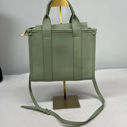 None Sage Green PU Leather Crossbody Purse Tote Bag with Adjustable Strap