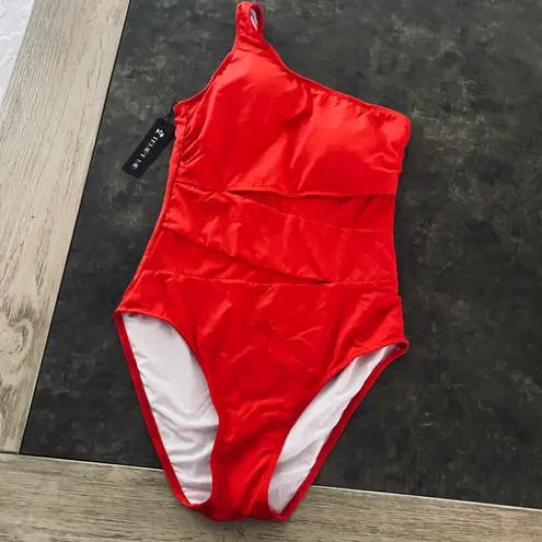 Tempt Me Women One Shoulder One Piece Swimsuits Full Coverage Cutout Mesh