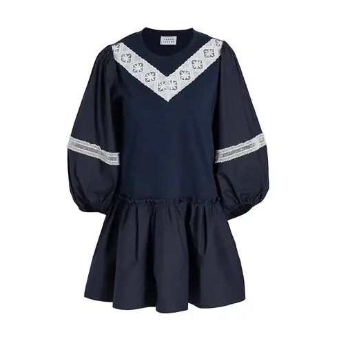 Tanya Taylor NEW  Kirstie Dress, Navy & White, Size L New w/Tag Retail $445