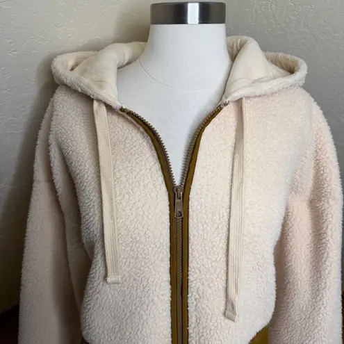 Madewell  Re Sourced Fleece Hooded Zip Jacket Womens XL Beige Sherpa