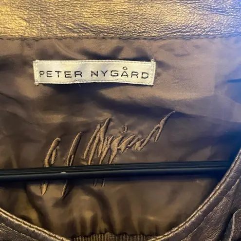 Peter Nygard COPPER LEATHER/SWEATER JACKET. MEASUREMENTS PROVIDED