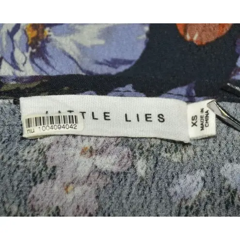 Little Lies Open Front Floral Cardigan Kimono Size XS Blue Floral Bell Sleeve