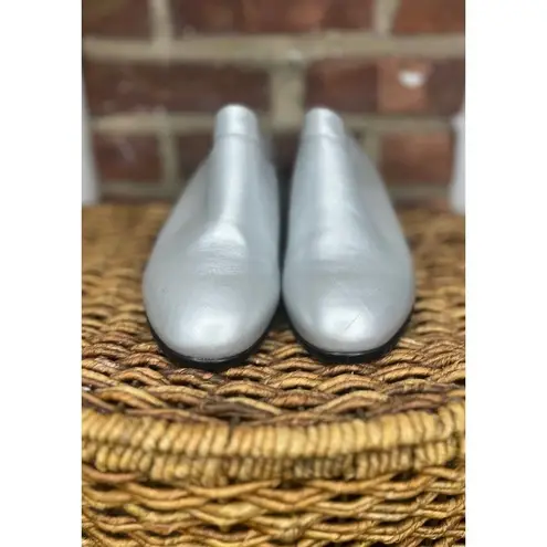 Women’s HOPP Collared Mules Clog Metallic Silver Slip on Sandals Size 8.5