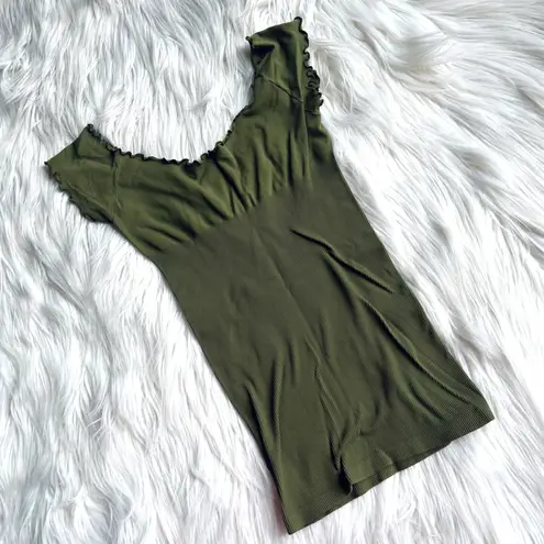 Marciano Guess 2000's Olive Green Seamless Off the Shoulder Top