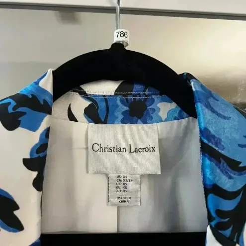 Christian LaCroix 786  Floral Silk Blazer Size XS Color White Blue