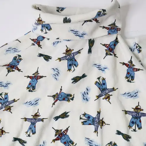 Jason Maxwell VTG Scarecrow Turtleneck Top Sweater White AOP Fall Autumn Halloween Fall Gma‎ M