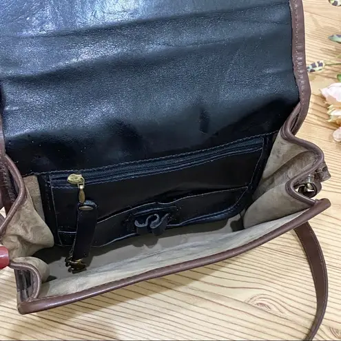 Brahmin Vintage 80’s Black/Brown Croc Leather Crossbody Bag