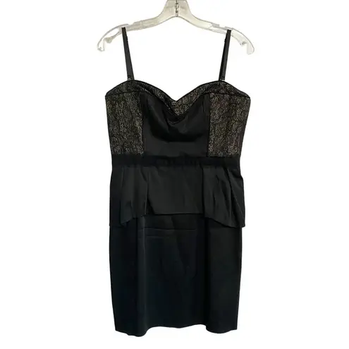 BCBGMAXAZRIA  Black & Gold Lace Peplum Strapless Cocktail Dress 12