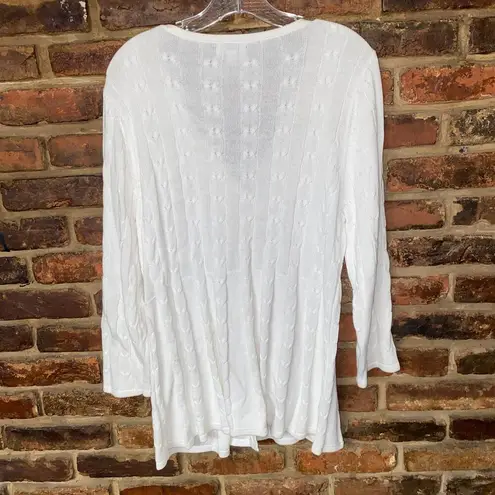 Croft & Barrow  White Cable Knit Button Down Cardigan Sweater Women's SIze XL