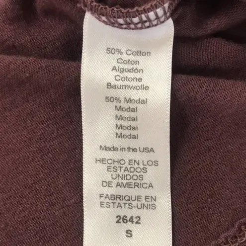 Michael Stars Long Sleeve V-Neck Tee Shirt with Balloon Sleeves Wine Size Small