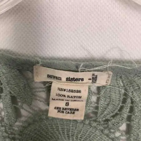 Seven Sisters Top Womens Small Crochet Boho Gauzy Cropped Relaxed Boxy Fairy