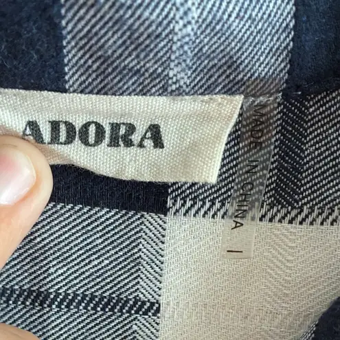 Adora Women's Blue & White Plaid Long Sleeve Flannel Shirt M Size L