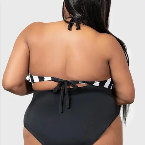 KILLSTAR Black and White Halter Cutout Swimsuit