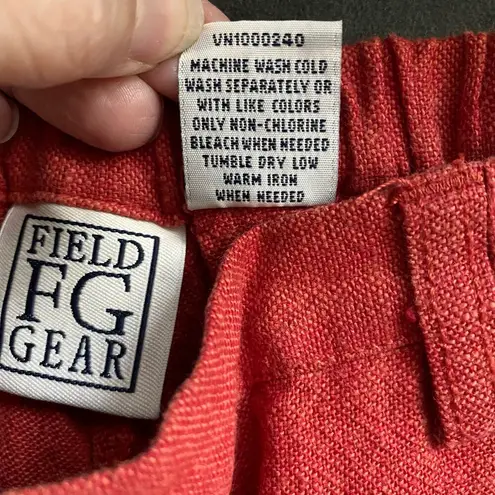 Field Gear 8 Linen Blend Wide Leg Crop Pants Orange Red Terracotta High Rise