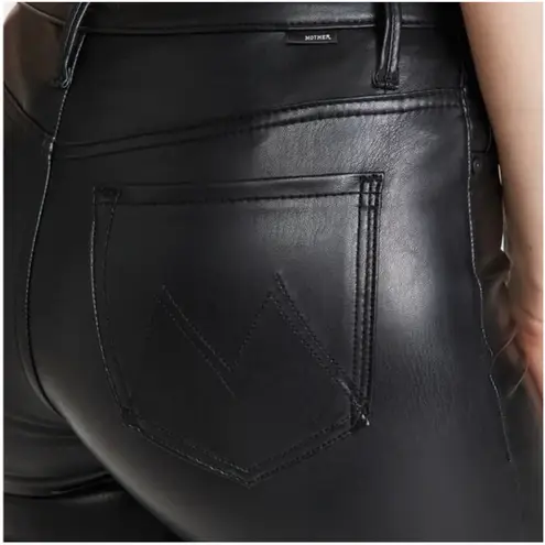 Mother‎ Denim The Insider Ankle Black Faux Leather Wax On Wax Off Jeans size 29