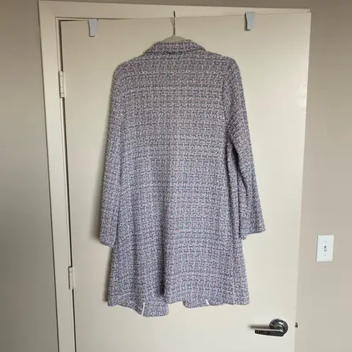 MELLODAY Chic Pink and Blue Tweed Coat