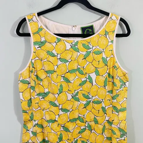 C Wonder Women's Lemon Print Textured Sleeveless Sheath Dress Size 12