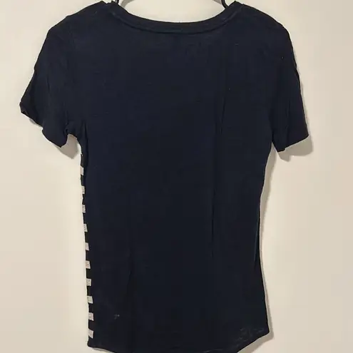 J.Crew 100% Linen  Navy Blue Career Work Short Sleeve T-Shirt Size XXS