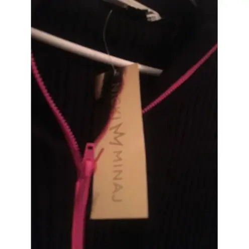 Nicki Minaj Women's Juniors Black / Pink Zip Up Sweater Cropped Size XL