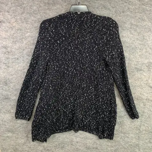 Apt. 9  Medium Women Sweater Cardigan Crochet Long Black White Open Front Pockets