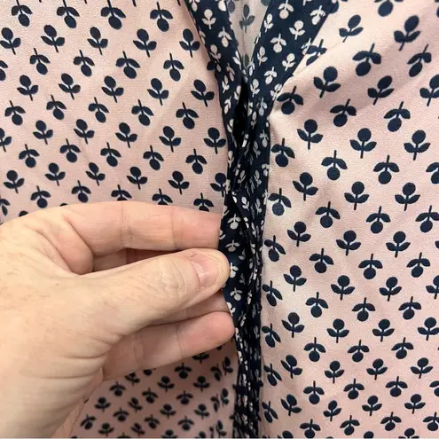 Boden USA Boden Floral Thistle Print Harriet Satin Balloon Sleeve Pink Navy Blouse Size 6