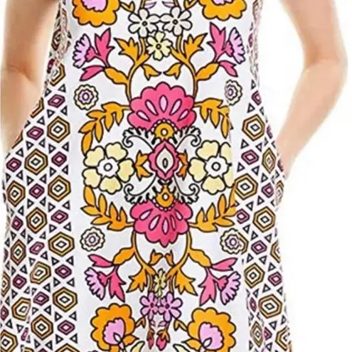 Jude Connally Jacey Floral Damask Paisley Block Bright Geometric Print Dress XS Pink