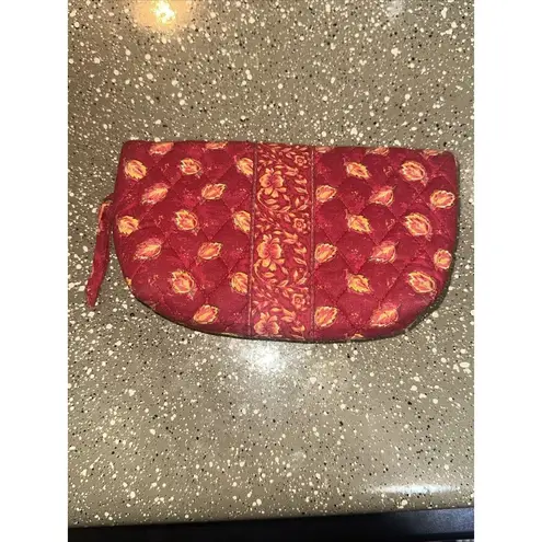 MAGGIB Quilted Makeup Cosmetic Bag Travel Pouch Red Floral