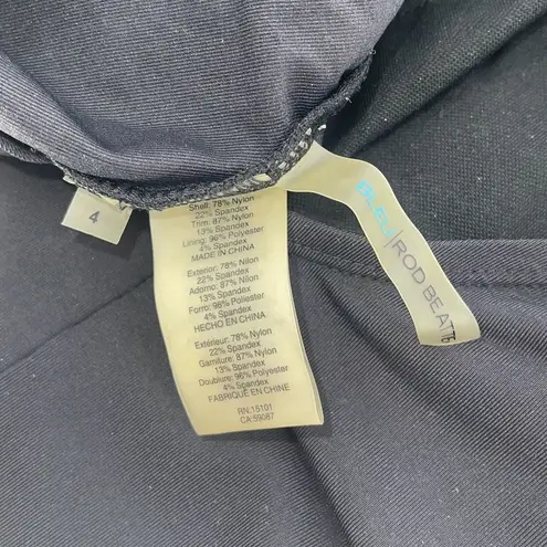 Bleu Rod Beattie Womens Ruched Open Back Halter One Piece Swimsuit Black Size 4