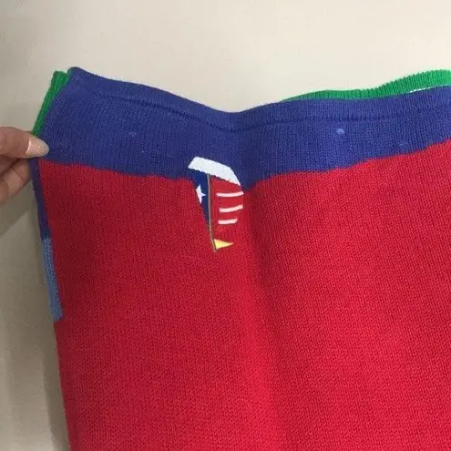 VTG Quaker factory nautical sailboat lighthouse embroidered pullover sweater Red Size M