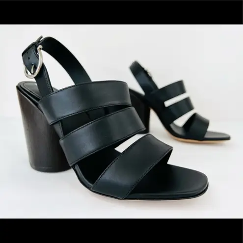 Salvatore Ferragamo Trezze 85mm Block Heel Slingback Leather Sandals Size 6.5 D