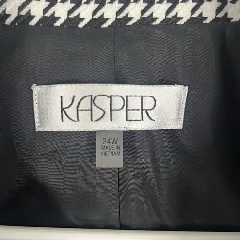 Kasper Houndstooth Long Sleeves Elbow Patches Lined Single Button Blazer 24W