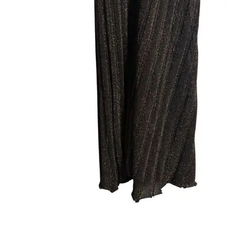 Misa Rafael Brown Metallic Sheer Knit Long Sleeve Button Front Duster Dress XS