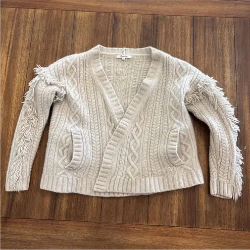 Madewell  Cableknit Fringe Cardigan Sweater Women S Open Merino Wool Fisherman