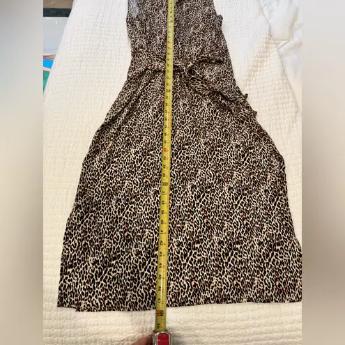 Emma & Michele Leopard Print Maxi Shirt Dress | Soft Rayon | Safari Chic Size S