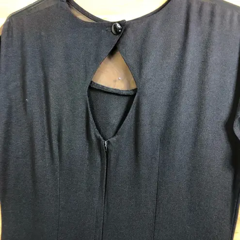 WNY Size 8 VINTAGE Maxi Black Dress w/Black Mesh and Pearls and a Back Zipper