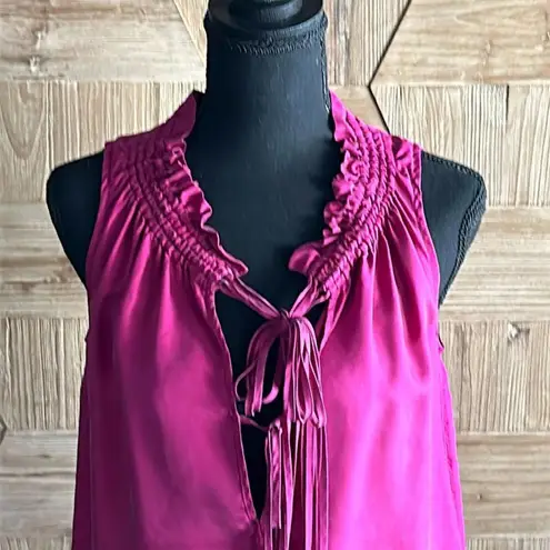 Marc by Marc Jacobs Woman’s Silk Blouse Small Fuschia Sleeveless Tank Smocked