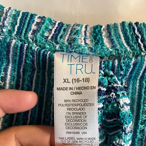 Womens Size XL Crocheted Swim Coverup Pants Side Slit Beachy Resort Vacation New Blue