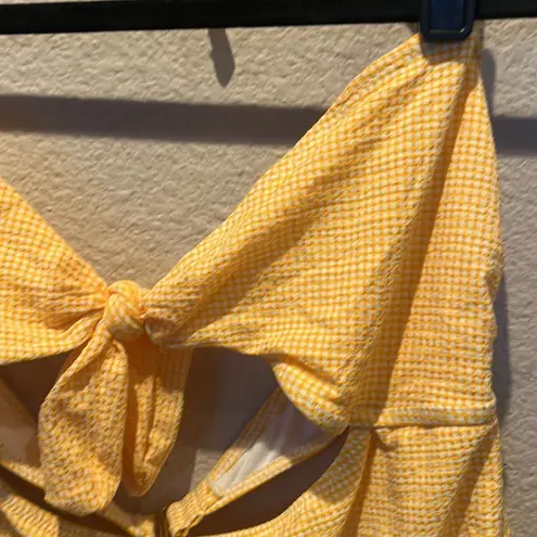 No Boundaries New  Juniors' Gingham Tie One Piece Swimsuit 1X XL