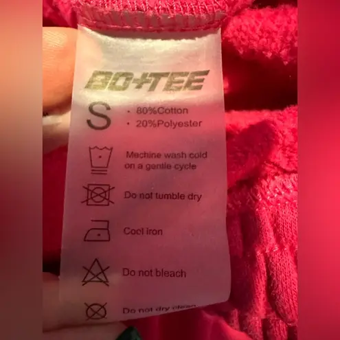 Bo + Tee UK brand hot pink cropped sweatshirt matching sweatpants thick set