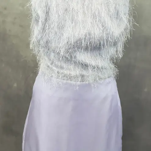 Roberta Womens Size 3/4 Formal Gown Satin Feather Halter Dress Y2K Party Glam Purple