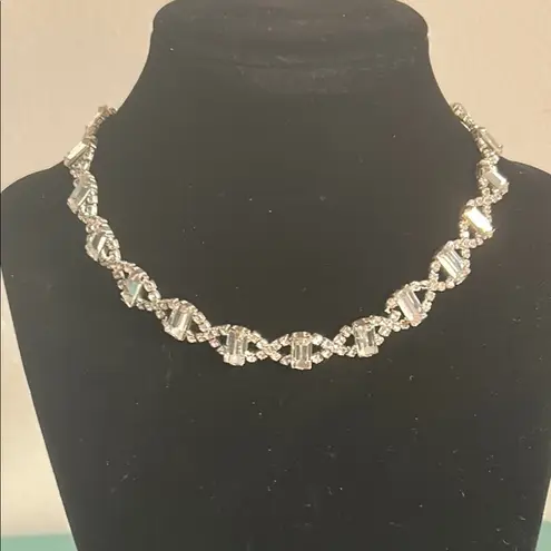 Wedding Bridal Prom Formal Silver and Rhinestone Crystal Choker Necklace
