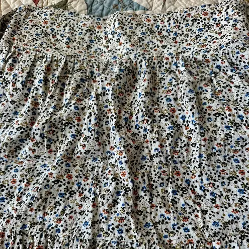 Madewell  white, blue, orange, and brown floral knee length skirt. Size S