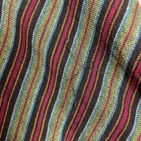 Striped Wrap Skirt Floral Embroidery Boho Flowers Ribbon Tie Waist Green Red Size undefined