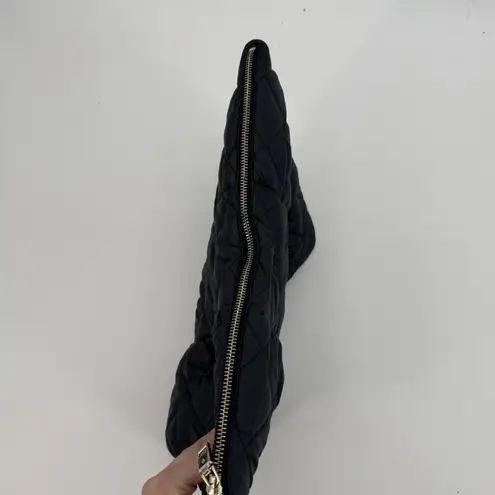 Kate Spade Navy Bow Quilted Large Cosmetic Pouch Bag Satin Blue