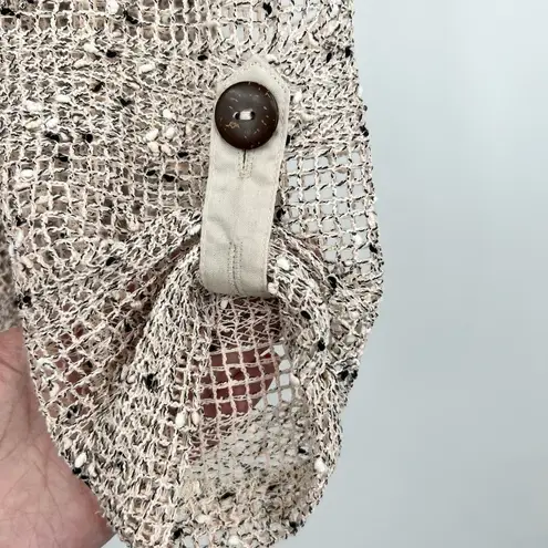 NEW Katie Todd Women Open Front Cardigan Fishnet Waterfall Sweater Gray medium