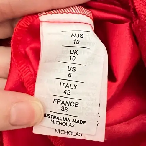 Nicholas Floral Lace Rouleau Ball Dress in Hibiscus Red Size 6