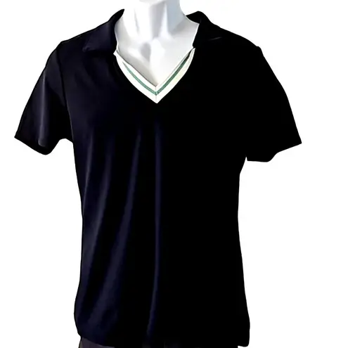 Sincerely Jules NWT  Women’s Black V-Neck Golf Tennis Polo Shirt Size Medium