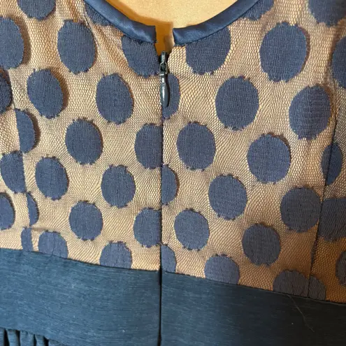 Eliza J Navy Dot Mesh Bodice Fit & Flare Dress Size 6