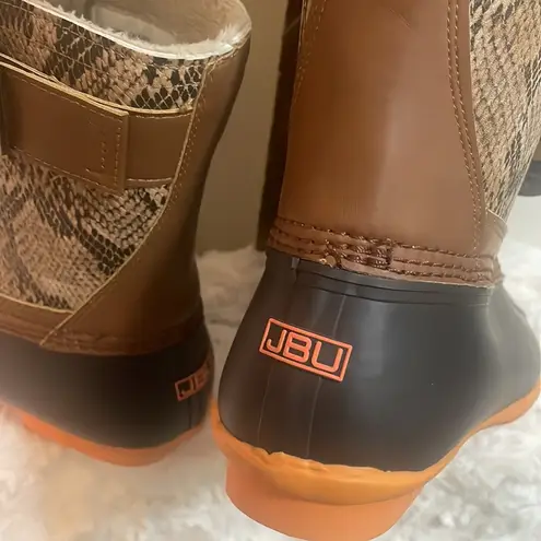 Jbu  boot by Jambu Womens Lace up Calgary Brown Python/Coral Rainboots Size 11M