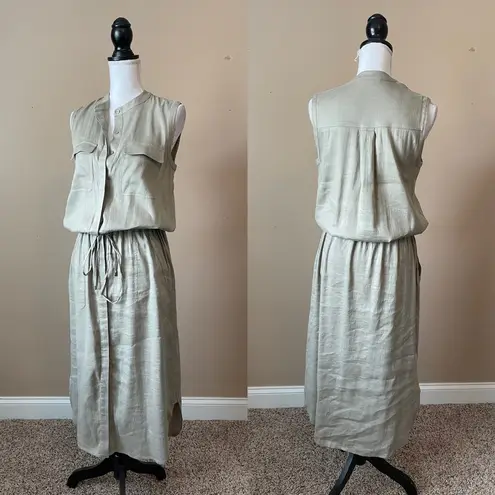 Vince  | Taupe Sleeveless Button Down Midi Dress Sz XS